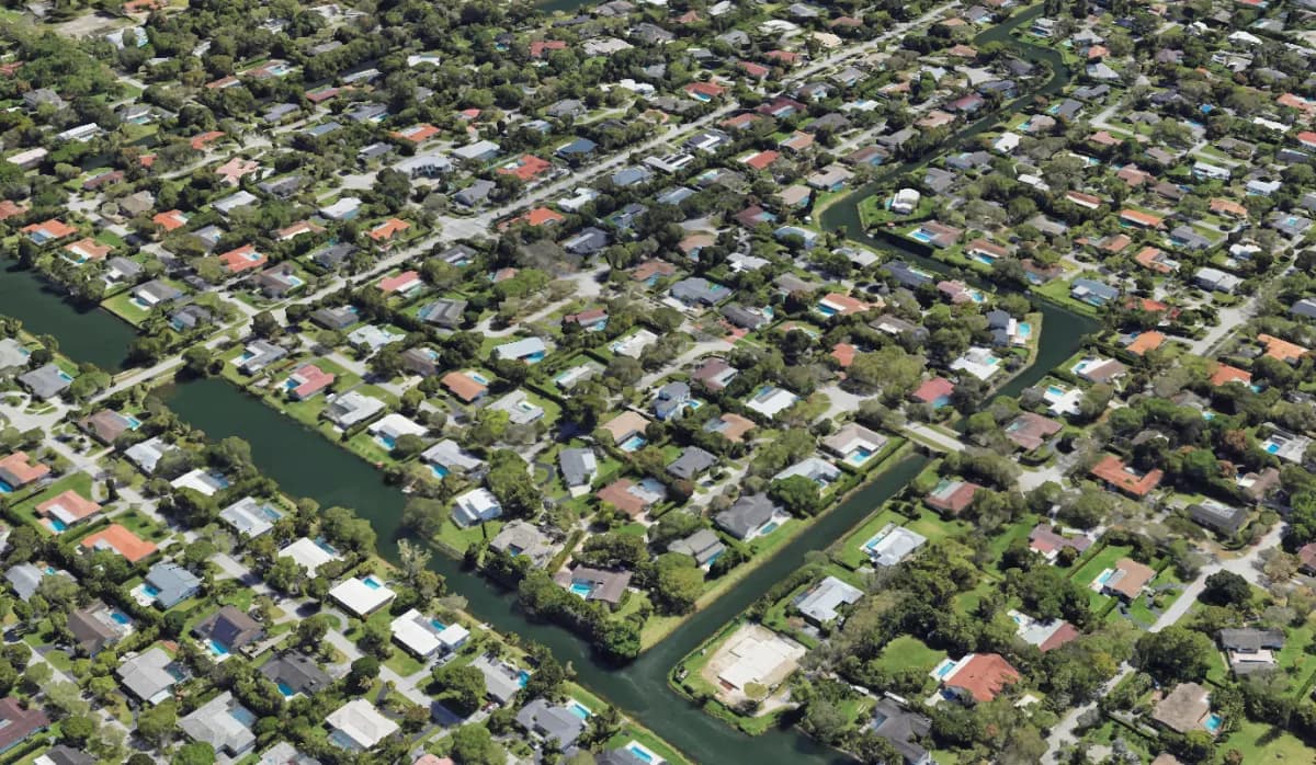 Aerial view of South Florida neighborhoods